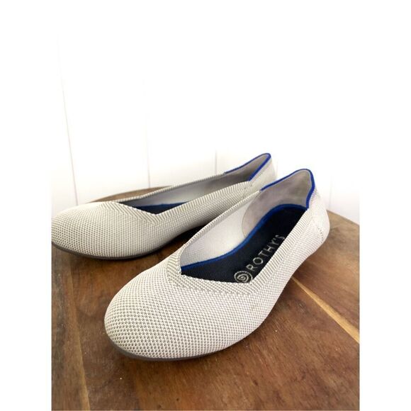 Rothy’s The Flat Birdseye Flax Grey Women's 6.5 Ballet Flats Retired Round Toe - Picture 2 of 8